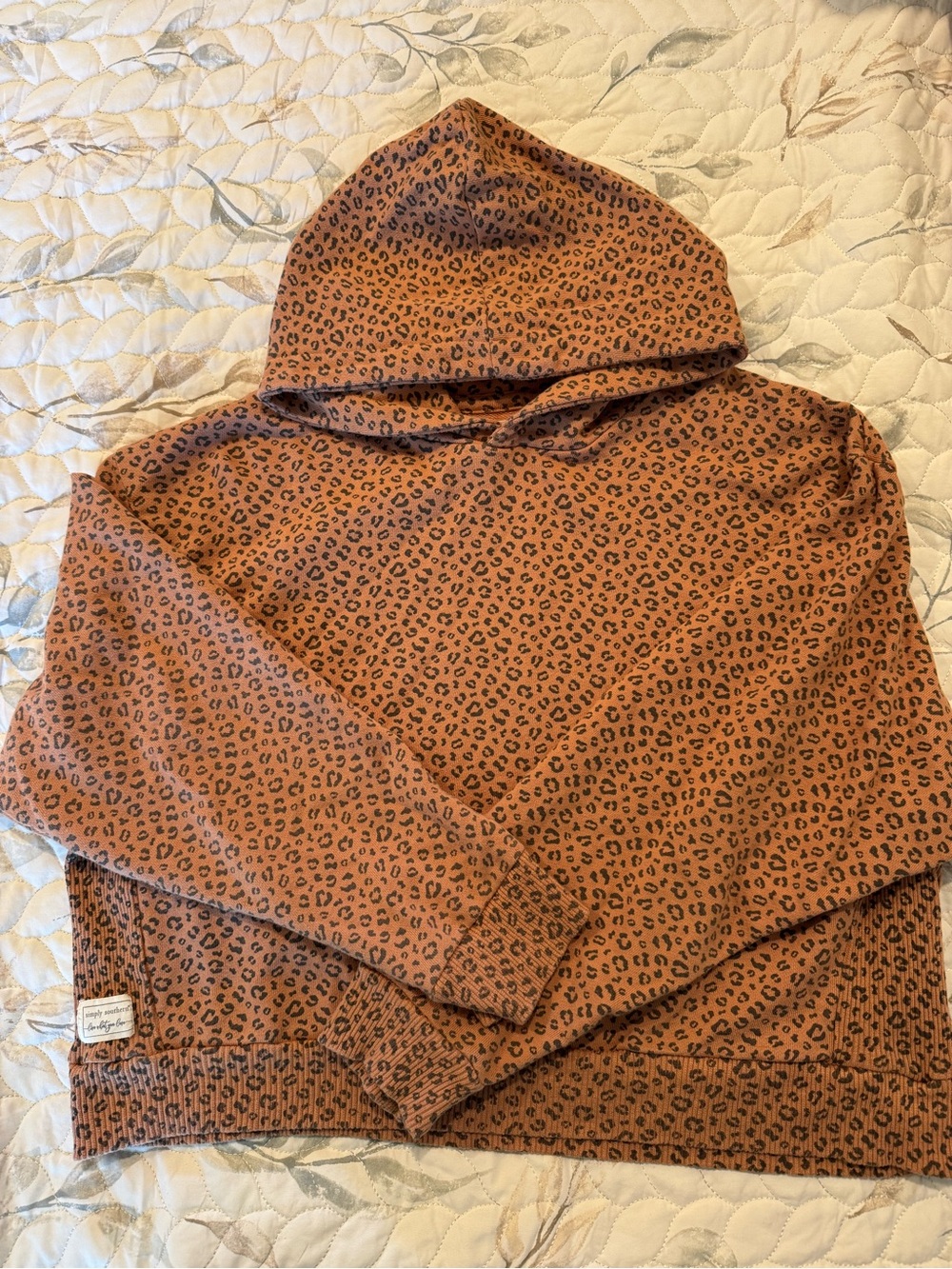 Simply Southern Girls' Rust Leopard Print Hooded Sweatshirt